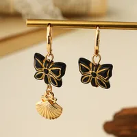 1 Pair Casual Beach Starfish Conch Shell Beaded Natural Stone 18K Gold Plated Drop Earrings main image 4