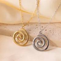 Wholesale Jewelry Casual Cute Classic Style Solid Color Spiral 304 Stainless Steel 18K Gold Plated Pendant Necklace main image 3