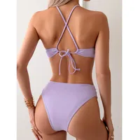 Women's Solid Color 2 Pieces Set Bikinis Swimwear main image 2