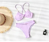 Women's Solid Color 2 Pieces Set Bikinis Swimwear sku image 4