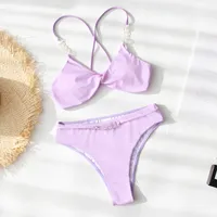 Women's Solid Color 2 Pieces Set Bikinis Swimwear main image 3