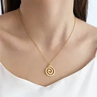 Wholesale Jewelry Casual Cute Classic Style Solid Color Spiral 304 Stainless Steel 18K Gold Plated Pendant Necklace main image 5