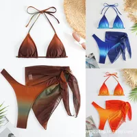 Women's Vacation Gradient Color 3 Pieces Set Bikinis Swimwear main image 1