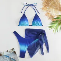 Women's Vacation Gradient Color 3 Pieces Set Bikinis Swimwear main image 4