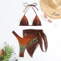 Women's Vacation Gradient Color 3 Pieces Set Bikinis Swimwear main image 3