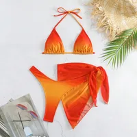 Women's Vacation Gradient Color 3 Pieces Set Bikinis Swimwear main image 2