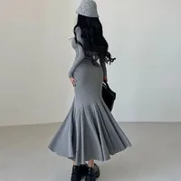 Women's Sheath Dress Simple Style Classic Style U Neck Wrap Long Sleeve Simple Solid Color Maxi Long Dress Daily Date Bar main image 7