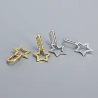 1 Pair 925 Sterling Silver Zircon Star Drop Earrings main image 1