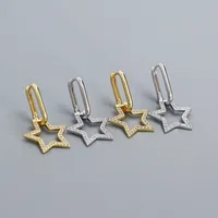 1 Pair 925 Sterling Silver Zircon Star Drop Earrings main image 4
