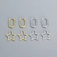 1 Pair 925 Sterling Silver Zircon Star Drop Earrings main image 3