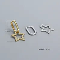 1 Pair 925 Sterling Silver Zircon Star Drop Earrings main image 5