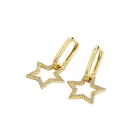 1 Pair 925 Sterling Silver Zircon Star Drop Earrings main image 2
