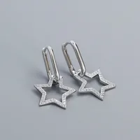1 Pair 925 Sterling Silver Zircon Star Drop Earrings sku image 2