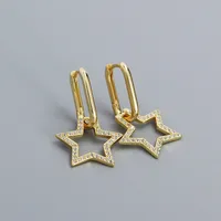 1 Pair 925 Sterling Silver Zircon Star Drop Earrings sku image 1