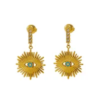 1 Pair IG Style Simple Style Shiny Eye Hollow Out Inlay 304 Stainless Steel Rhinestones 18K Gold Plated Drop Earrings main image 2