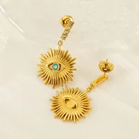 1 Pair IG Style Simple Style Shiny Eye Hollow Out Inlay 304 Stainless Steel Rhinestones 18K Gold Plated Drop Earrings main image 5