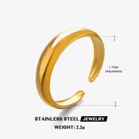 304 Stainless Steel 18K Gold Plated Simple Style Solid Color Open Rings main image 5