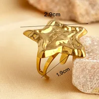 304 Stainless Steel 18K Gold Plated Elegant Glam Star Open Rings main image 5