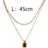 IG Style Simple Style Rectangle Resin Titanium Steel Inlay Resin 14K Gold Plated Unisex Layered Necklaces main image 7