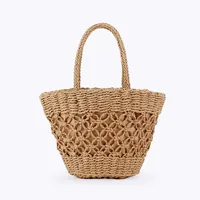 Women's Medium Polyester Cotton Geometric Basic Beach String Straw Bag sku image 2