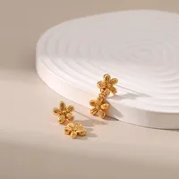 1 Pair Elegant Lady Sweet Geometric Flower Plating Copper 18K Gold Plated Ear Studs main image 2