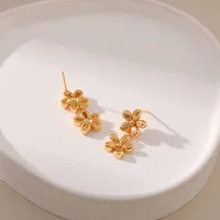 1 Pair Elegant Lady Sweet Geometric Flower Plating Copper 18K Gold Plated Ear Studs main image 3