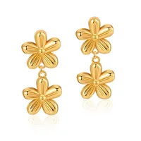 1 Pair Elegant Lady Sweet Geometric Flower Plating Copper 18K Gold Plated Ear Studs main image 5