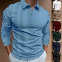 Men's Stripe Solid Color Simple Style Turndown Long Sleeve Regular Fit Men's Tops main image 1