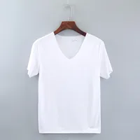 Men's Solid Color V Neck Short Sleeve Regular Fit Men's T-shirt main image 2