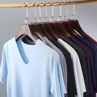 Men's Solid Color V Neck Short Sleeve Regular Fit Men's T-shirt main image 1