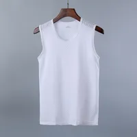 Men's Solid Color Simple Style U Neck Sleeveless Regular Fit Men's Tops main image 4
