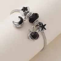 Wholesale Jewelry Y2K Cool Style Star Moon Cat Synthetic Resin Alloy Copper Resin Rhinestones Enamel Hollow Out Inlay Bracelets main image 2