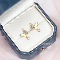1 Pair 925 Sterling Silver Zircon Butterfly Ear Studs main image 1