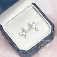 1 Pair 925 Sterling Silver Zircon Butterfly Ear Studs sku image 2