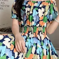 Women's Tea Dress Casual Elegant Vacation Boat Neck Elastic Waist Hollow Out Short Sleeve Leaves Midi Dress Casual Outdoor Daily main image 5