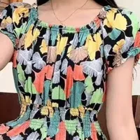 Women's Tea Dress Casual Elegant Vacation Boat Neck Elastic Waist Hollow Out Short Sleeve Leaves Midi Dress Casual Outdoor Daily main image 3