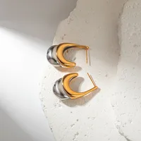 1 Pair Simple Style Classic Style U Shape Ice Cream Plating Three-dimensional 304 Stainless Steel 14K Gold Plated Ear Studs main image 1