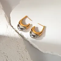 1 Pair Simple Style Classic Style U Shape Ice Cream Plating Three-dimensional 304 Stainless Steel 14K Gold Plated Ear Studs main image 3