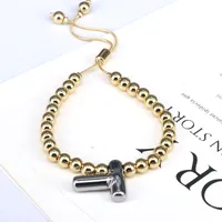 Copper Gold Plated Vintage Style Simple Style Plating Letter Bracelets main image 5