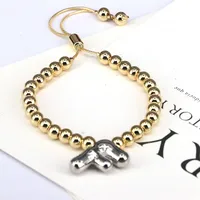 Copper Gold Plated Vintage Style Simple Style Plating Letter Bracelets sku image 4