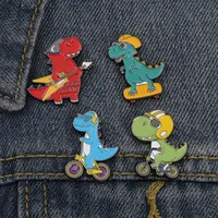 Cartoon Style Cute Cowboy Style Guitar Dinosaur Bicycle Alloy Stamping Stoving Varnish Plating Unisex Brooches main image 5