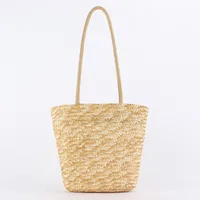 Women's Medium Straw Solid Color Elegant Beach Zipper Straw Bag main image 1