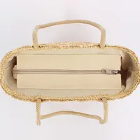Women's Medium Straw Solid Color Elegant Beach Zipper Straw Bag main image 3
