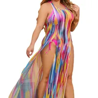 Women's Sexy Multicolor Stripe 3 Pieces Set Plus Size Swimwear Swimwear main image 5