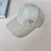 Women's Vacation Sweet Heart Shape Crochet Lace Rhinestone Curved Eaves Baseball Cap main image 4