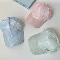 Women's Vacation Sweet Heart Shape Crochet Lace Rhinestone Curved Eaves Baseball Cap main image 1