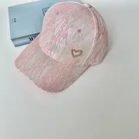 Women's Vacation Sweet Heart Shape Crochet Lace Rhinestone Curved Eaves Baseball Cap sku image 3