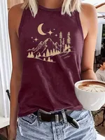 Women's Racerback Tank Tops Tank Tops Printing Streetwear Star Moon sku image 8