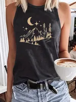 Women's Racerback Tank Tops Tank Tops Printing Streetwear Star Moon sku image 4