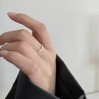 Silver Plated 925 Sterling Silver Solid Color Open Rings main image 1